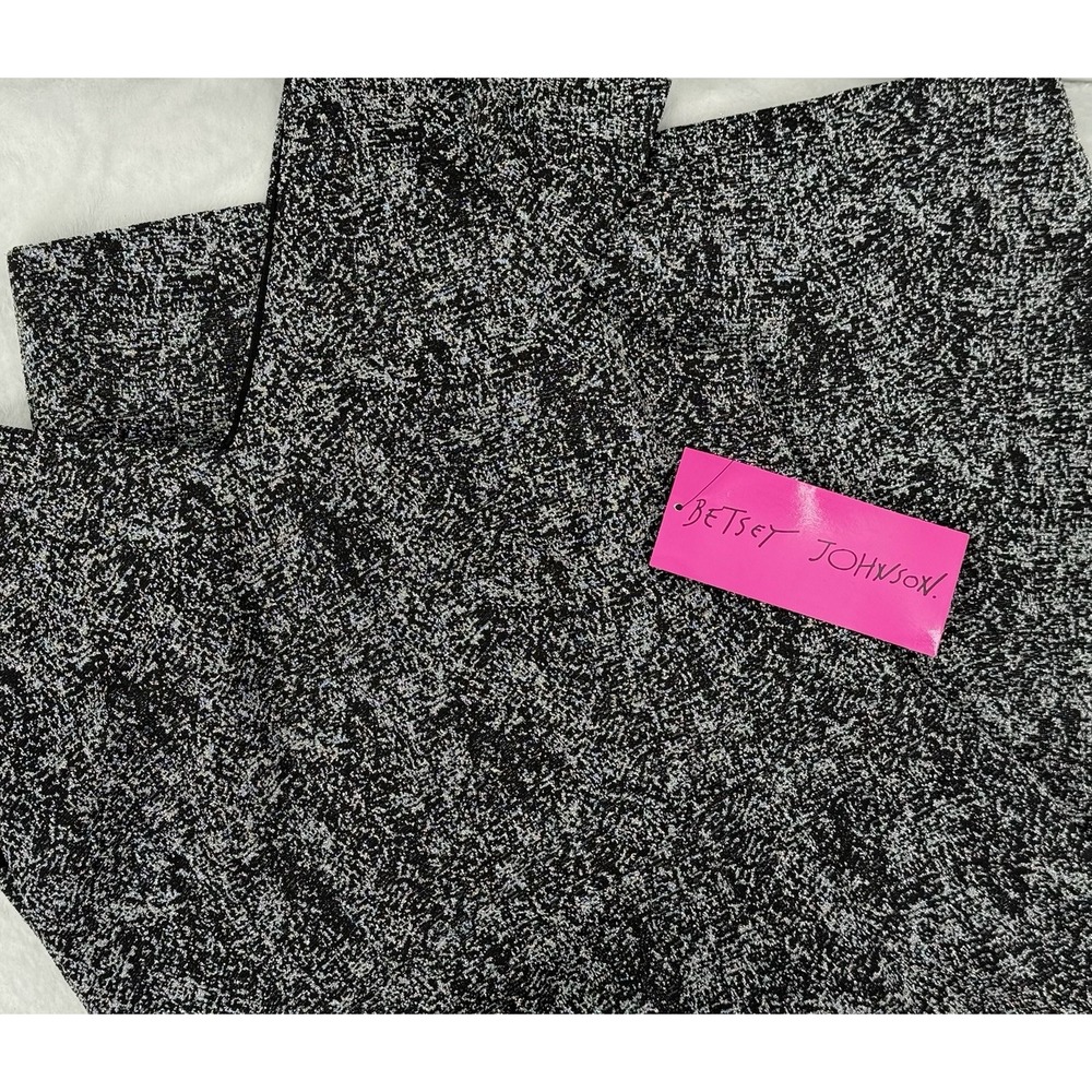 Betsey Johnson Black Metallic‎ Silver Textured Cap Sleeve Dress NWT Size 10